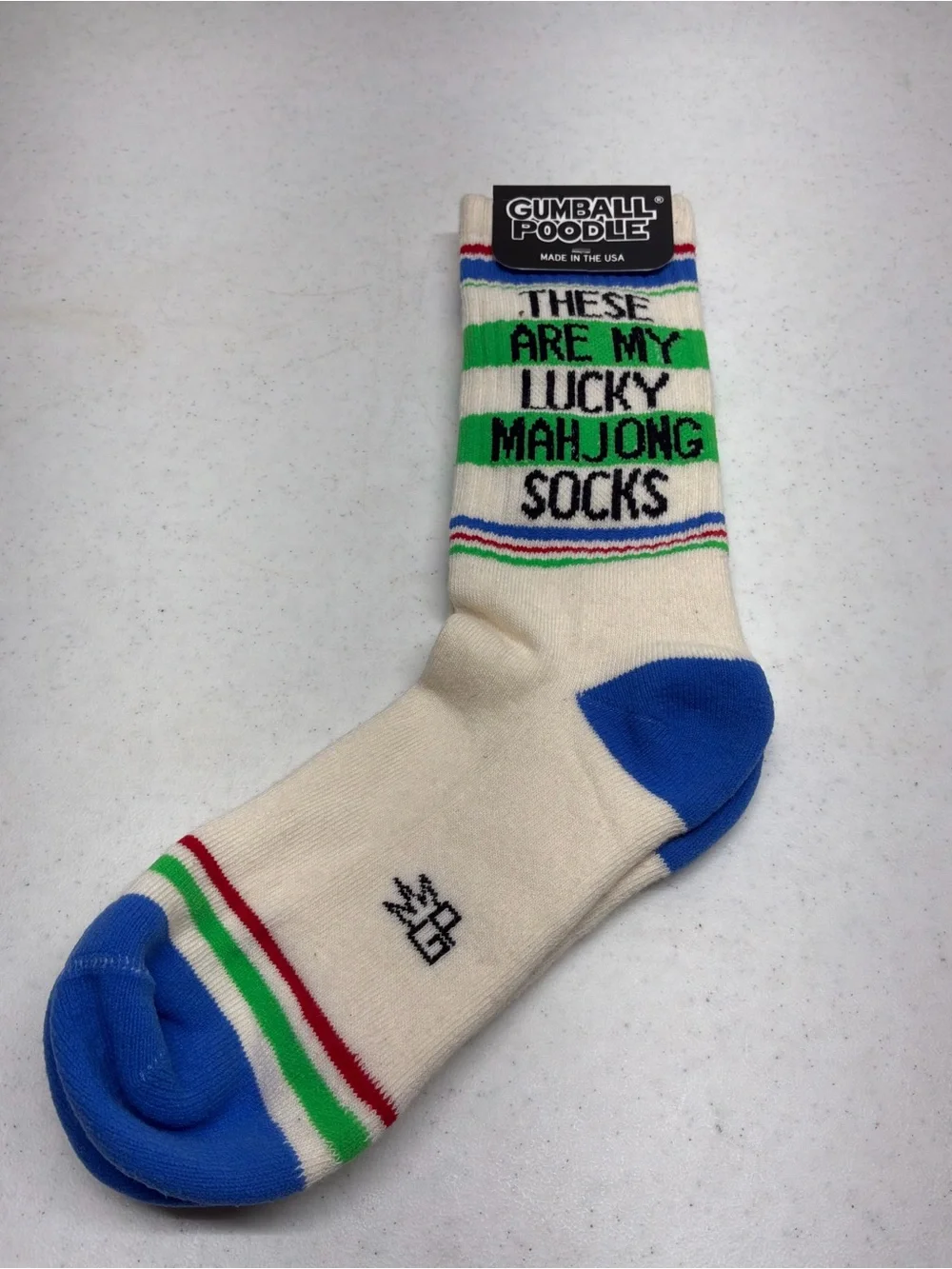 My Lucky Mah Jong Socks Blue /White/Green One Size Fits Most